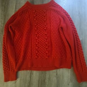 J Crew Red Womans Sweater PomPom detail